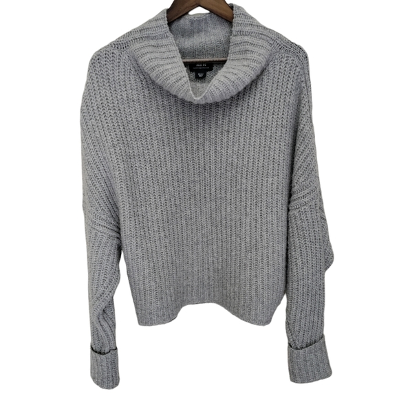 Anthropologie Maeve Athena Cowl Neck Sweater Small Grey Thick Knit Cropped - Picture 5 of 12